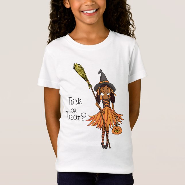 Trick ou traitement ? T-shirt fille noire d'Hallow (Devant)