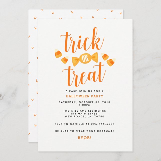 Trick ou traiter les invitations de fête d'Hallowe (Devant / Derrière)