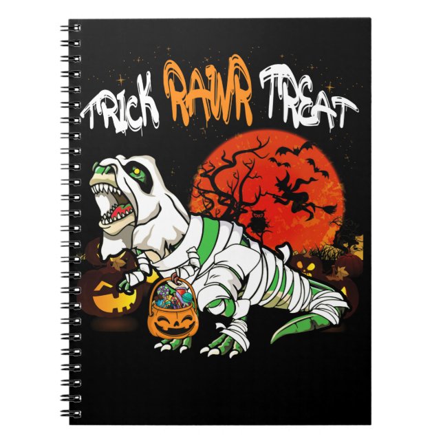 Trick Rawr Leckerei Halloween Dinosaur T Rex Pumpk Notizblock (Vorderseite)