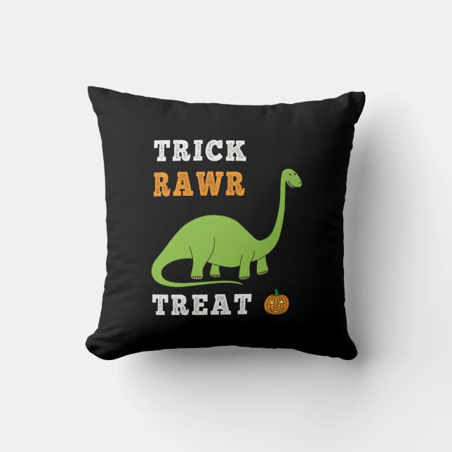 Trick Rawr Leckerei Niedlich Halloween Brontosauru Kissen (Vorderseite)