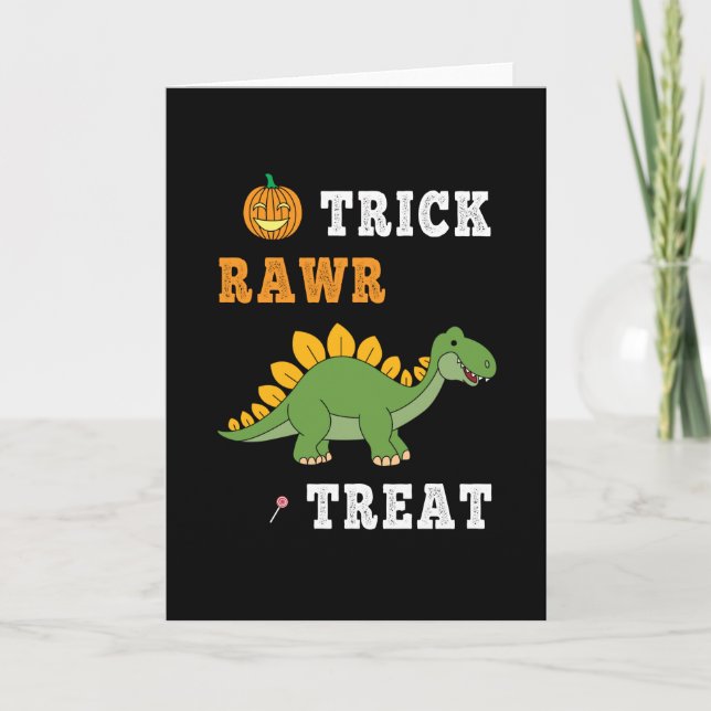 Trick Rawr Leckerei Niedlich Halloween Stegosaurus Karte (Vorderseite)