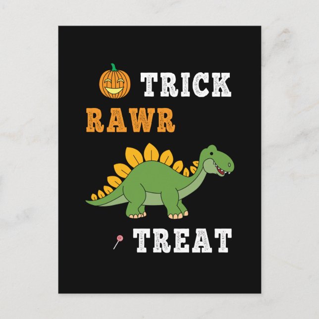 Trick Rawr Leckerei Niedlich Halloween Stegosaurus Postkarte (Vorderseite)