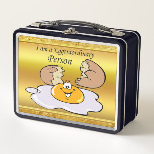 Trickfilmfigur gebratenes Ei mit großem Lächeln Metall Lunch Box