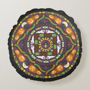 Tricks et friandises mandala coussin rond