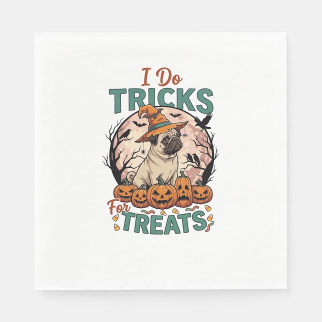 Tricks machen Halloween Kürbis Hexenhut Mops_ Serviette (Vorderseite)