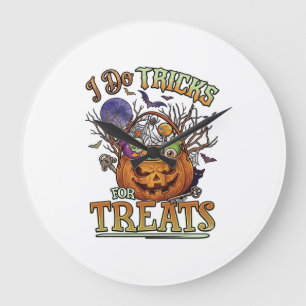 Tricks Süßigkeiten Halloween Kürbis Korb Candy Sk Große Wanduhr
