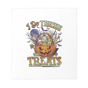 Tricks Süßigkeiten Halloween Kürbis Korb Candy Sk Notizblock