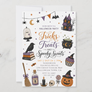 Tricks Treats Gruselige Süßigkeiten Halloween-Part Einladung