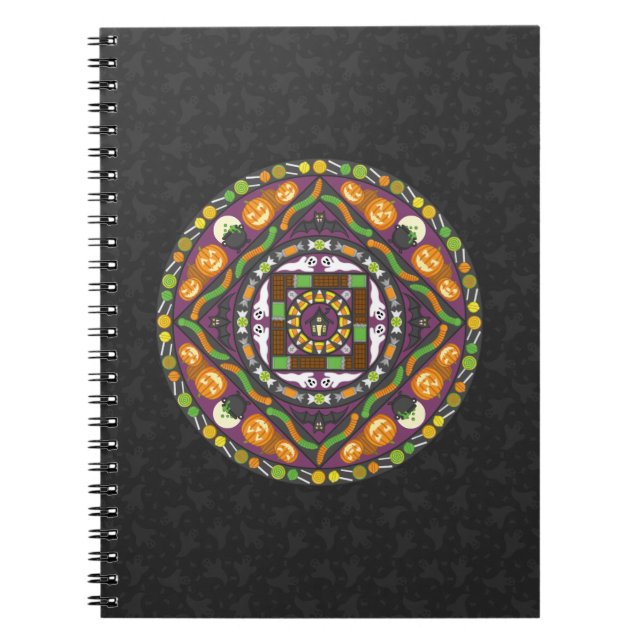 Tricks und Leckereien Mandala Notebook Notizblock (Vorderseite)
