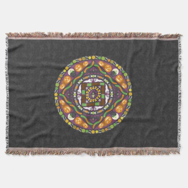 Tricks und Leckereien Mandala Throw Blanket Decke (Vorderseite)