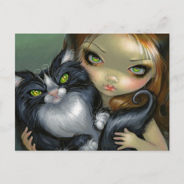 "Tricksy Tuxedo Cat" Postkarte (Vorderseite)