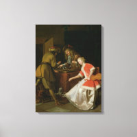 Tricktrackspieler mit einer Dame und ihrem Hund