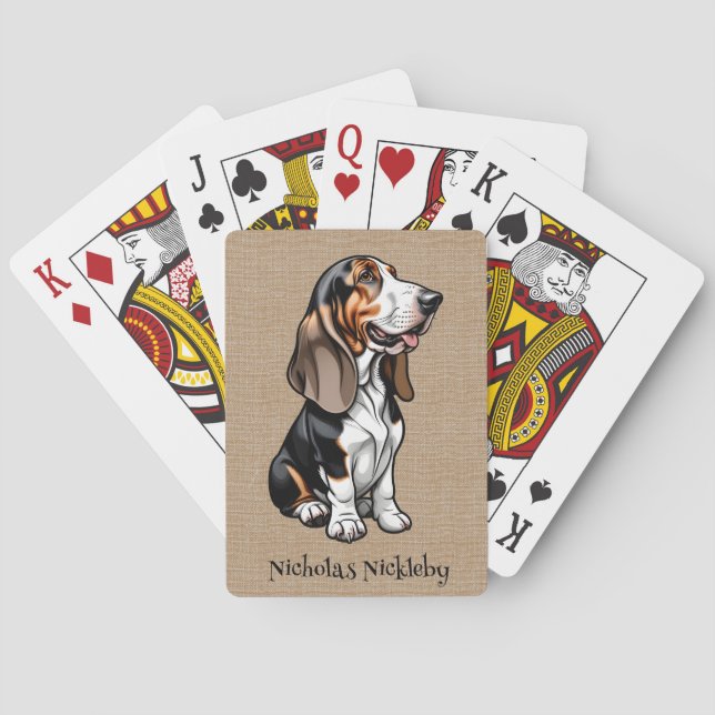 Tricolor Basset Hound Spielkarten (Rückseite)