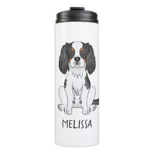 Tricolor Cavalier King Charles Spaniel Dog & Name Thermosbecher