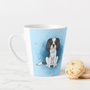 Tricolor Cavalier King Charles Spaniel Dog On Blue Milchtasse