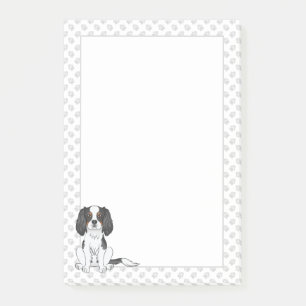 Tricolor Cavalier King Charles Spaniel Dog & Paws Post-it Klebezettel