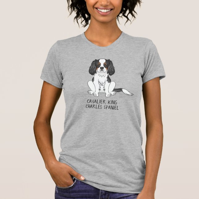 Tricolor Cavalier King Charles Spaniel Dog & Text T-Shirt (Vorderseite)