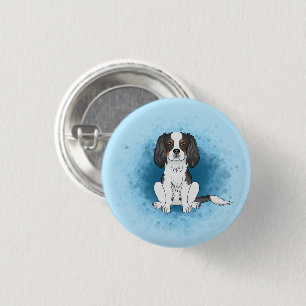 Tricolor Cavalier King Charles Spaniel Hund auf Bl Button