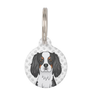 Tricolor Cavalier King Charles Spaniel Hundekopf Haustiermarke