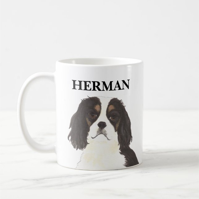 Tricolor Cavalier King Charles Spaniel Kaffeetasse (Links)