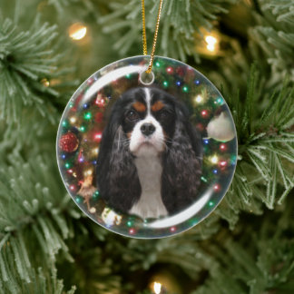 Tricolor Cavalier King Charles Spaniel Keramik Ornament