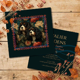 Tricolor Cavalier King Charles Spaniels CKCS Hunde Quadratische Visitenkarte