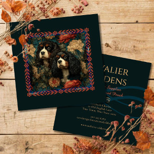 Tricolor Cavalier King Charles Spaniels CKCS Hunde Quadratische Visitenkarte