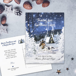 Tricolor Collie & Lambs - Schneezeit - Urlaub Postkarte