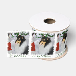 Tricolor Collie trifft Weihnachten Ripsband