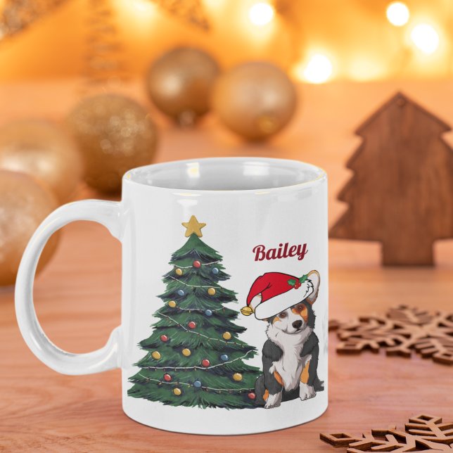 Tricolor Corgi Weihnachten Weihnachtsmann Niedlich Kaffeetasse (Von Creator hochgeladen)
