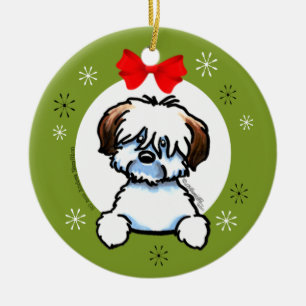 Tricolor Klassiker Baumwollde Tulear Christmas Keramikornament