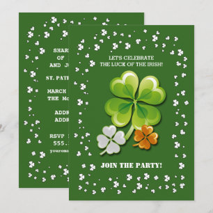 Tricolor Kleeblatts St. Patrick's Day Party Einladung