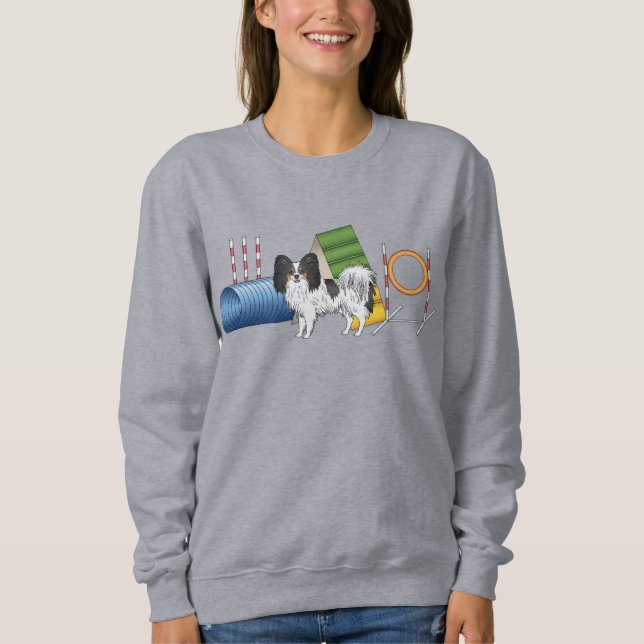Tricolor Papillon Agility Dog Canine Dog Sports Sweatshirt (Vorderseite)