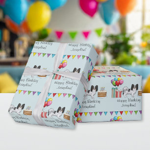 Tricolor Papillon Glücklicher Hund Farbiger Geburt Geschenkpapier