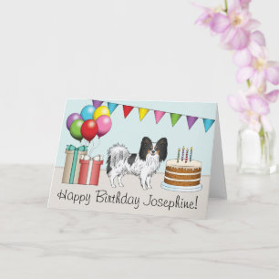 Tricolor Papillon Glücklicher Hund Farbiger Geburt Karte
