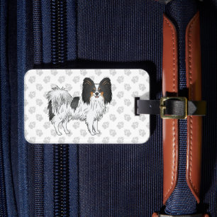 Tricolor Papillon Glücklicher Süßer Hund Mit Benut Gepäckanhänger