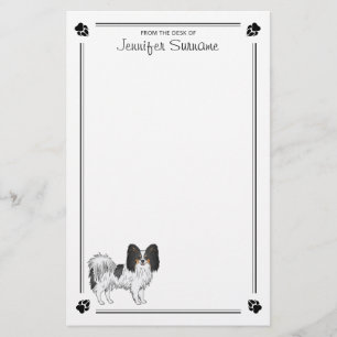 Tricolor Papillon Happy Hund mit Pfoten und Text Briefpapier
