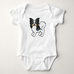 Tricolor Papillon Süßer Cartoon-Hund Baby Strampler