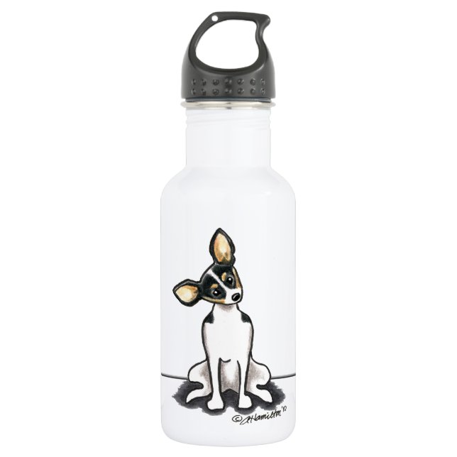 Tricolor Rat Terrier Sit Hübsch Edelstahlflasche (Vorderseite)