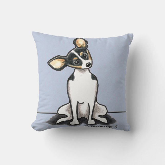 Tricolor Rat Terrier Sit Hübsch Kissen (Vorderseite)