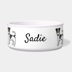Tricolor Smooth Coat Jack Russell Terrier & Name Napf