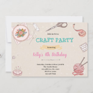 Tricot artisanat art party Invitation