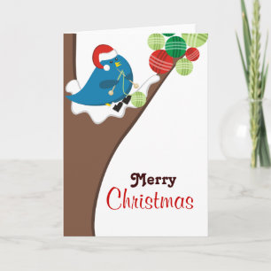 Tricot boules d'oiseau de fil Noël carte de vacanc