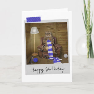 Tricot Chat Funny Carte d'anniversaire