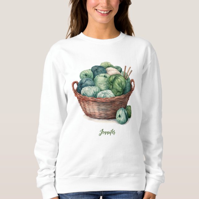 Tricot Fil Sweatshirt personnalisé Knitter cadeau (Devant)