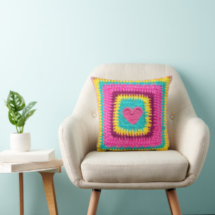 Tricot Heart, Crochet Lovers Coussin Imprimer