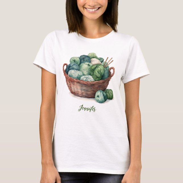 Tricot Yarn Personnalisé T-Shirt Knitter cadeau (Devant)
