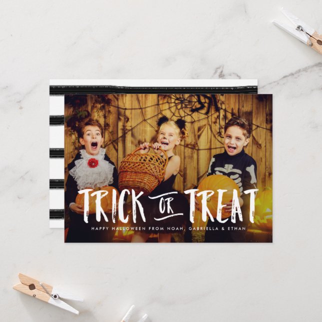 Tricoter Ou Traiter Carte photo Halloween (Devant/Arrière en situation)