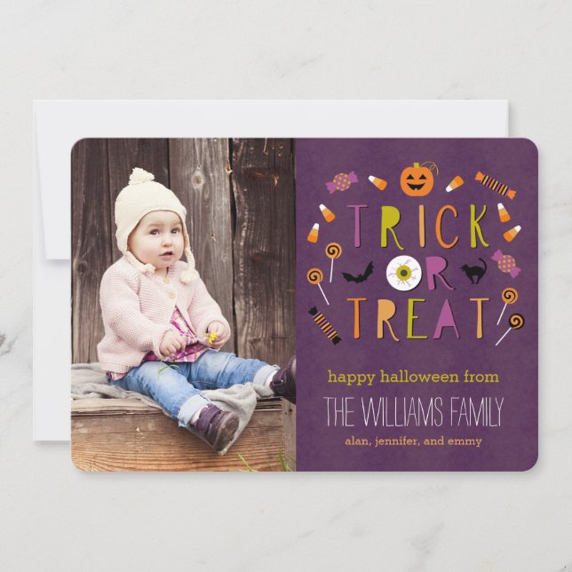 Tricoter Ou Traiter Carte photo Halloween (Devant)