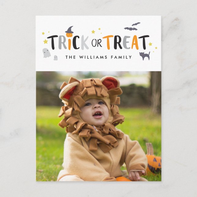 Tricoter ou traiter le Carte photo d'Halloween (Devant)